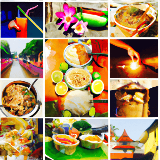 קולאז' החיים בתאילנד: אוכל, אנשים, ציוני דרך